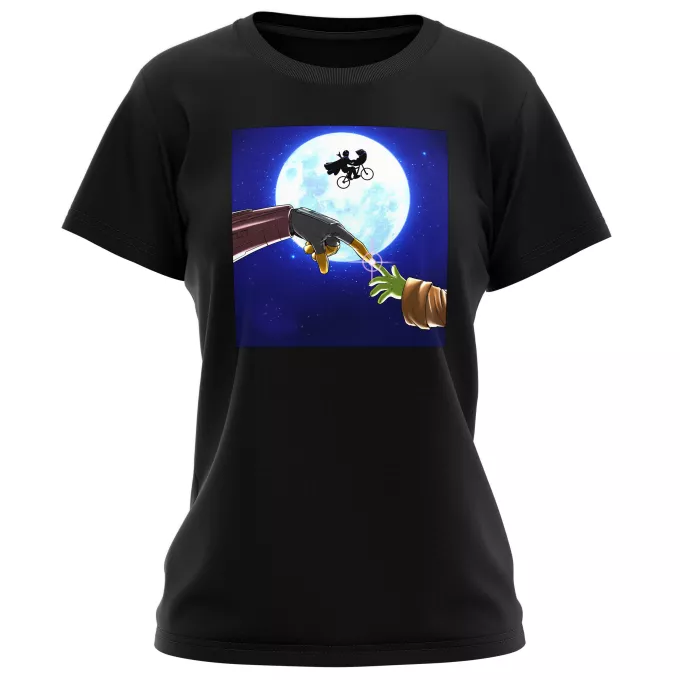 T-shirts Femmes Parodie Et Extra-Terrestre Une amitié intergalactique - Grogu bébé Yoda, Mando Le Mandalorien