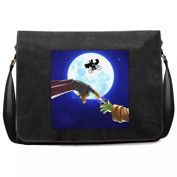 Sac à Bandoulière Premium Parodie Et Extra-Terrestre Une amitié intergalactique - Grogu bébé Yoda, Mando Le Mandalorien