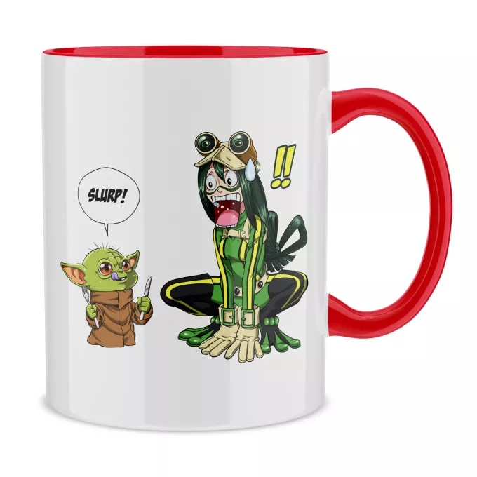 Mugs Parodie Star Wars Une grenouille bien apétissante... - Tsuyu Asui aka Froppy, Grogu aka Bébé Yoda