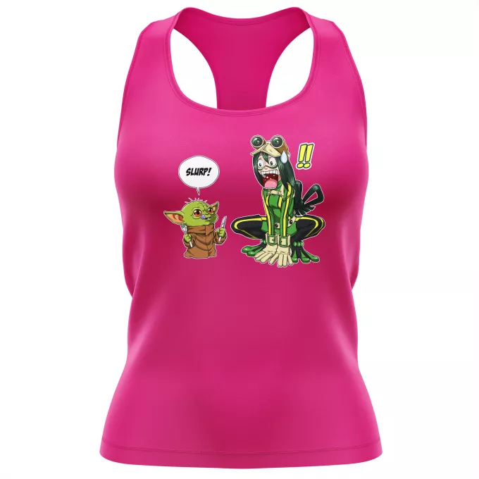 Vrouwen Tank Tops Parodie Star Wars Tsuyu Asui aka Froppy en Grogu aka Baby Yoda