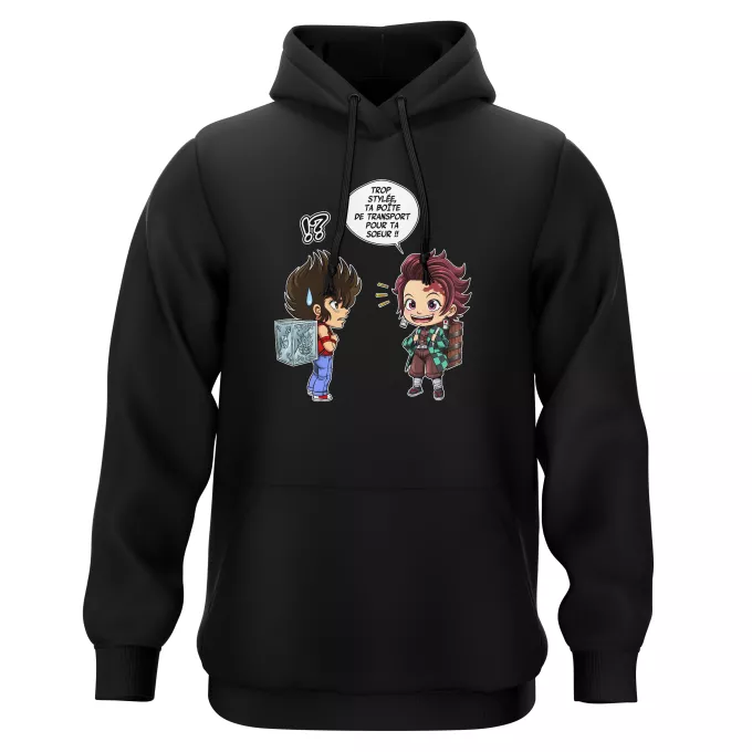 Sweat-shirts à Capuche Parodie Saint Seiya Une Pandora Box démoniaque ! - Tanjiro Kamado, Nezuko, Seiya du Pégase