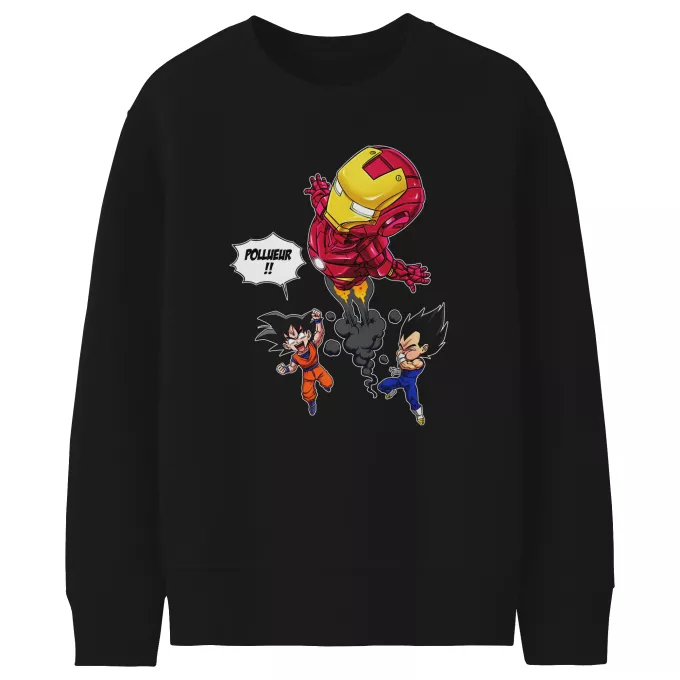 Pulls Enfants Parodie Dragon Ball Z - DBZ Pollueur ! - Iron Man, Sangoku, Végéta