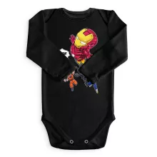Body bébé manches longues Iron Man « Pollueur ! » – Parodie Dragon Ball Z