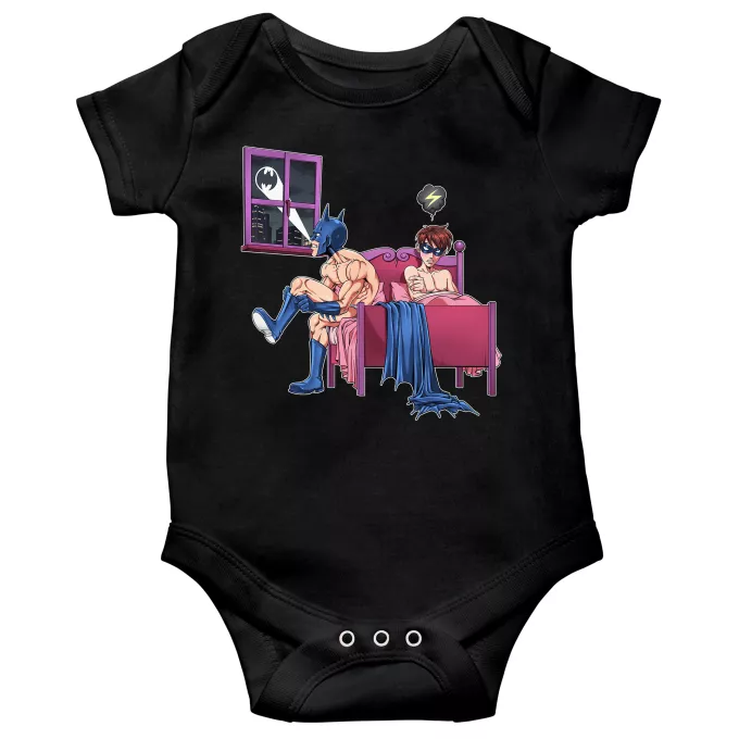 kurzärmelige Baby Strampler Parodie auf Batman Batman und Robin