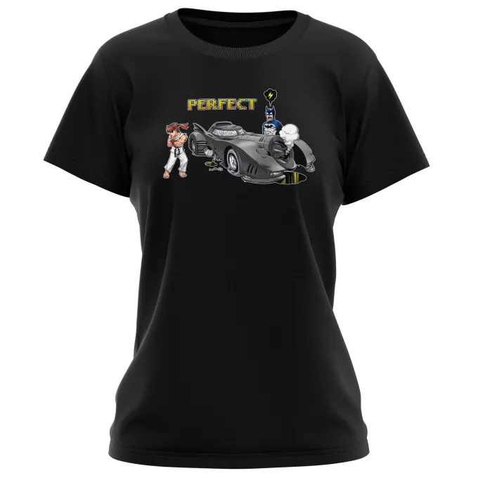 Camisetas Mujer Parodia Street Fighter Ryu y Batman