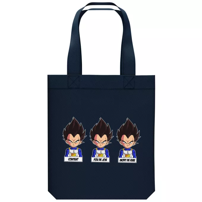 Sac Tote Bag en coton Bio Parodie Dragon Ball Z - DBZ Un jeu d'acteur de niveau princier - Végéta