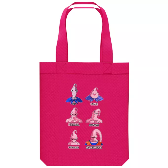 Sac Tote Bag en coton Bio Parodie Dragon Ball Z - DBZ Un sacré caractères... - Boubou aka Majin Bou aka Super Bou aka Bouhan