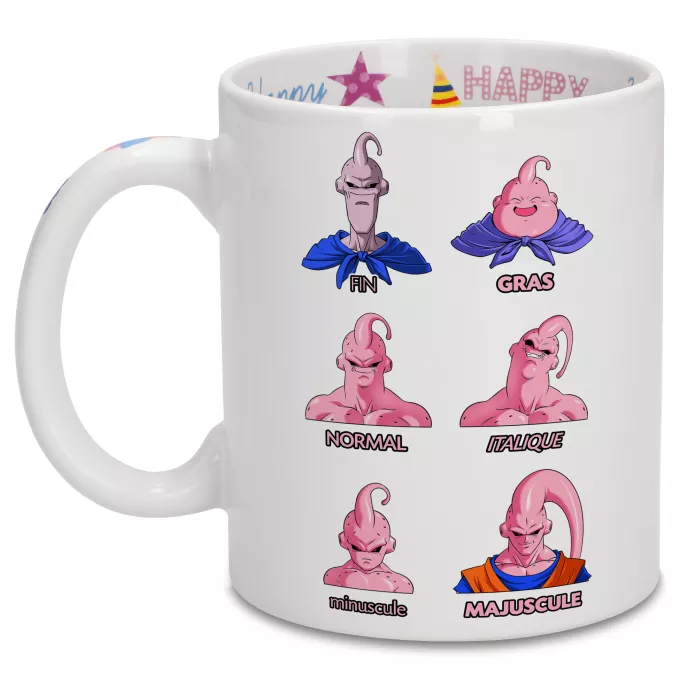 Mugs Anniversaire Parodie Dragon Ball Z - DBZ Un sacré caractères... - Boubou aka Majin Bou aka Super Bou aka Bouhan