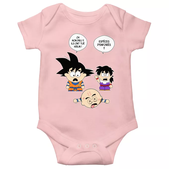 Body bébé manches courtes (Filles) Parodie Dragon Ball Z - DBZ Le comique de répétition... - Sangoku, Crilin, Sagohan