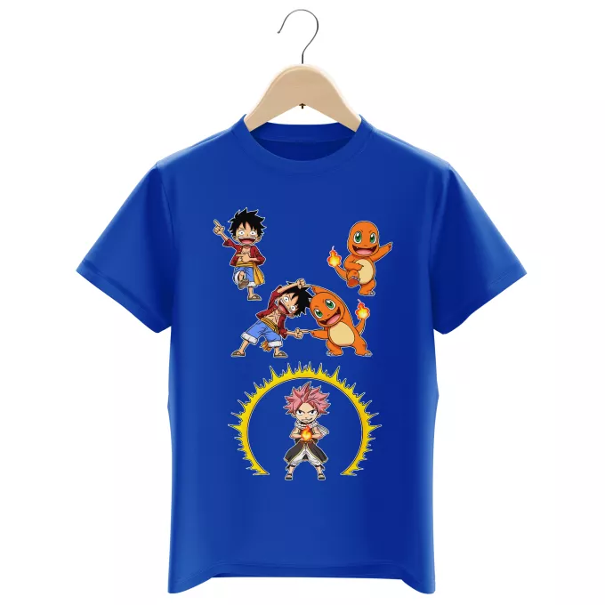 Magliette per bambini e ragazzi Paoridia Pokémon Natsu, Rufy e Charmander