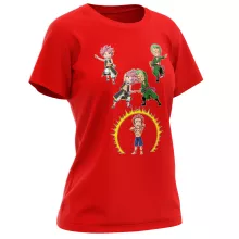 Natsu Damen T-shirt “Natsu, Lolonoa Zoro en Ryomen Sukuna (Yuji Itadori)” – One Piece parodie