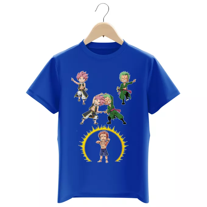 T-shirts kinderjongen Parodie One Piece Natsu, Lolonoa Zoro en Ryomen Sukuna (Yuji Itadori)
