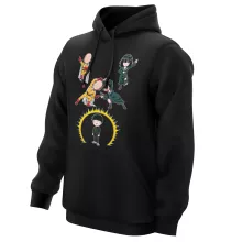 Felpa con cappuccio Nera parodia One-Punch Man - Shigeo Kageyama aka Mob, Saitama e Fubuki (Felpa con cappuccio di qualità premium - Stampata in Francia - Rif : 1243)