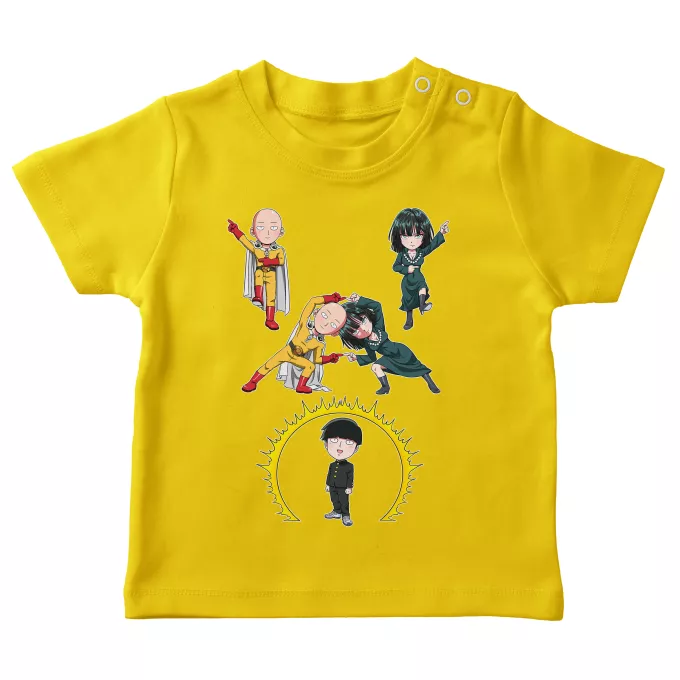 Magliette bebè Paoridia One-Punch Man Shigeo kageyama aka Mob, Saitama e Fubuki