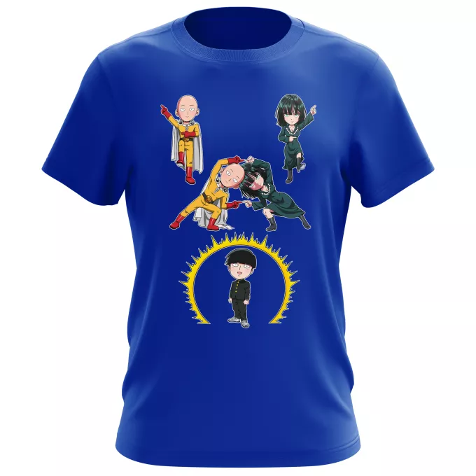 Herren T-shirts Parodie auf One-Punch Man Shigeo kageyama aka Mob, Saitama und Fubuki