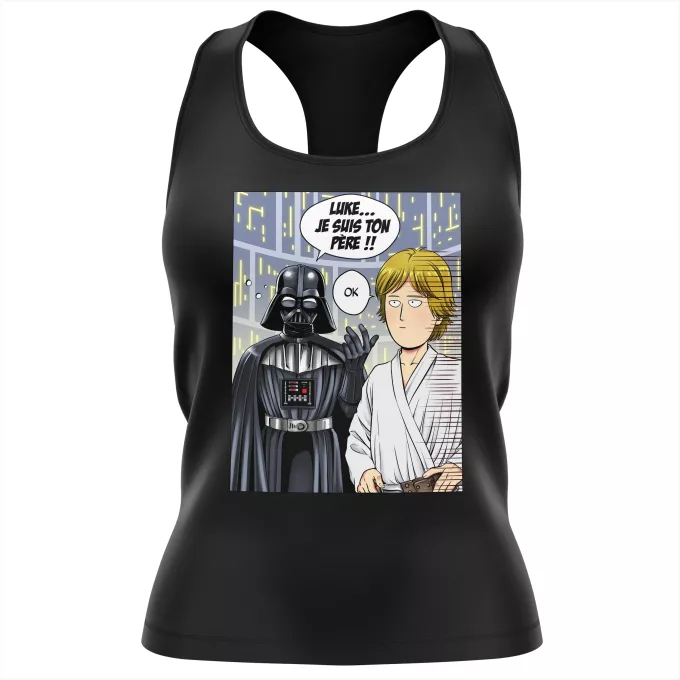 Débardeur Femme Parodie One-Punch Man Une révélation choquante... ou pas ! - Dark Vador, Saitama dans le rôle de Luke Skywalker