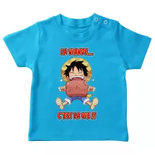 T-shirt bébé Luffy « La Viande... C'est la vie ! » – Parodie One Piece