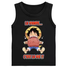 Débardeurs Enfants Luffy « La Viande... C'est la vie ! » – Parodie One Piece