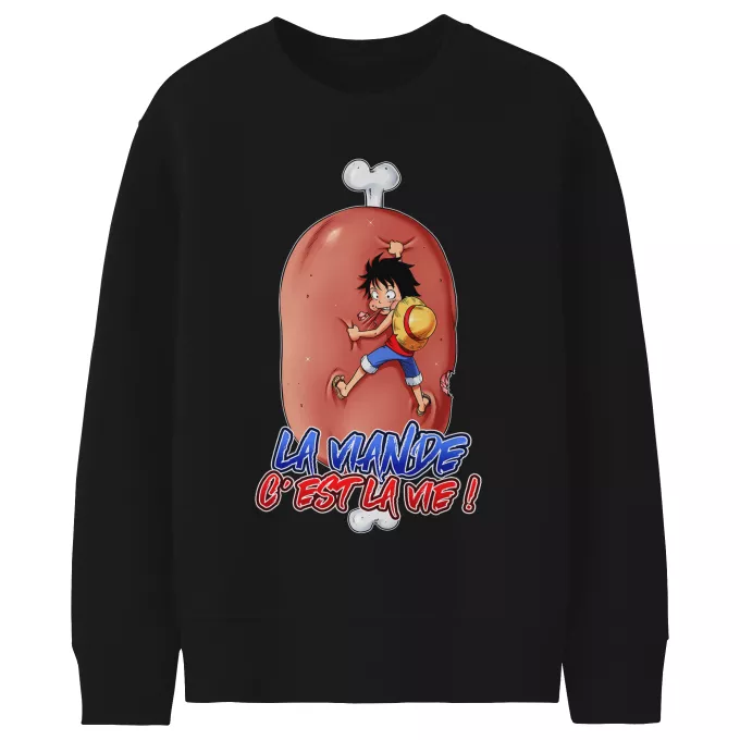Pulls Enfants Parodie One Piece La Viande c'est la Vie - Giga Gigot édition ! - Monkey D Luffy aka le Futur Roi des Pirates