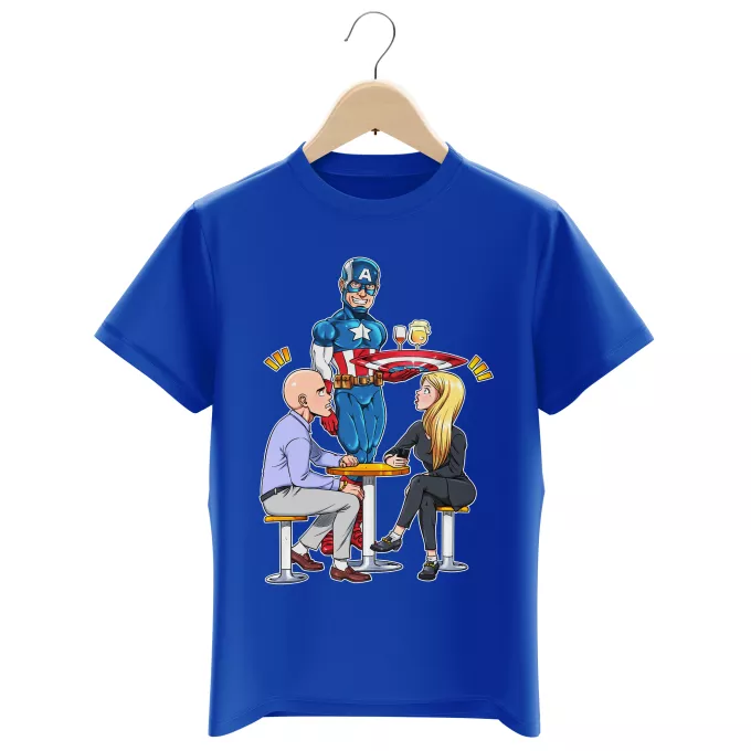 T-shirts Enfants Garçons Parodie Captain America Waiter America ! - Steven Rogers alias Captain America des Avengers