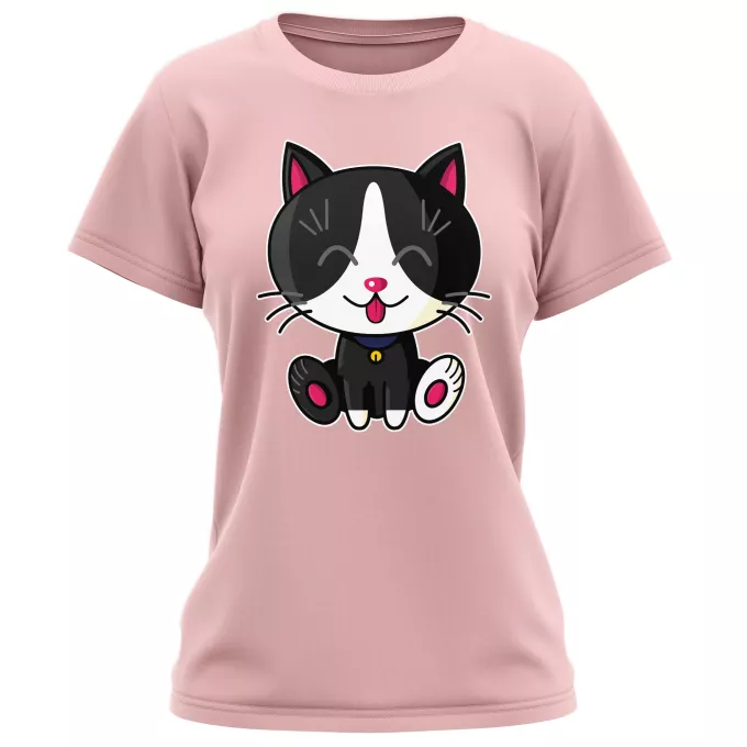 T-shirts Femmes Parodie Kawaii Baby Cats Kawaii Baby Cat (Noir et Blanc)