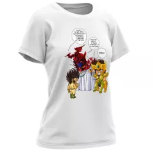 T-shirt Femme Aiolia « Un gros chat sauvage en laisse ! » – Parodie Saint Seiya
