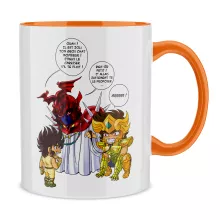 Mug Aiolia « Un gros chat sauvage en laisse ! » – Parodie Saint Seiya