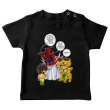 T-shirt bébé Aiolia « Un gros chat sauvage en laisse ! » – Parodie Saint Seiya