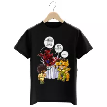 T-shirt Enfant Aiolia « Un gros chat sauvage en laisse ! » – Parodie Saint Seiya