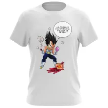 T-shirt Végéta « Astuce pour se coiffer le matin ! » – Parodie Dragon Ball Z