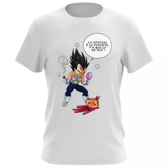 T-shirts Hommes Parodie Dragon Ball Z - DBZ Astuce pour se coiffer le matin ! - Végéta