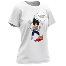 T-shirt Femme Végéta « Astuce pour se coiffer le matin ! » – Parodie Dragon Ball Z