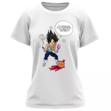 T-shirt Femme Végéta « Astuce pour se coiffer le matin ! » – Parodie Dragon Ball Z