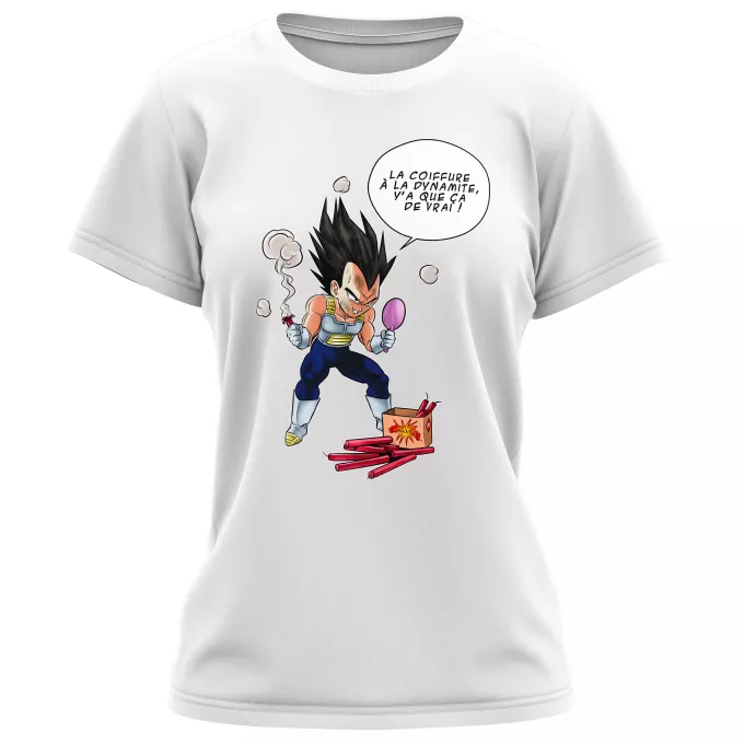 T-shirts Femmes Parodie Dragon Ball Z - DBZ Astuce pour se coiffer le matin ! - Végéta