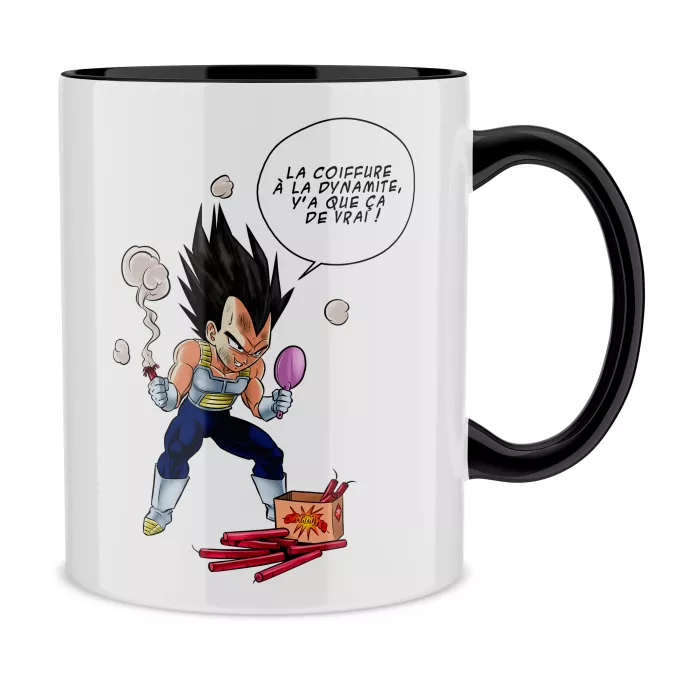 Mugs Parodie Dragon Ball Z - DBZ Astuce pour se coiffer le matin ! - Végéta