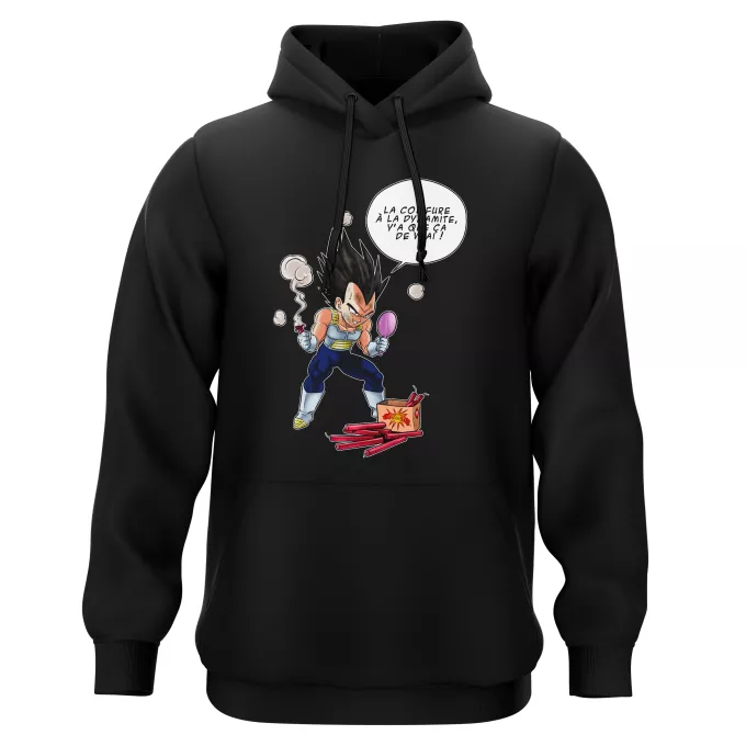 Sweat-shirts à Capuche Parodie Dragon Ball Z - DBZ Astuce pour se coiffer le matin ! - Végéta