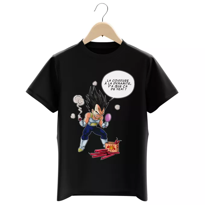 T-shirts Enfants Garçons Parodie Dragon Ball Z - DBZ Astuce pour se coiffer le matin ! - Végéta