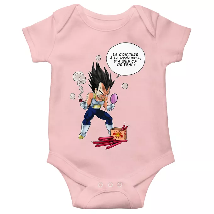 Body bébé manches courtes (Filles) Parodie Dragon Ball Z - DBZ Astuce pour se coiffer le matin ! - Végéta