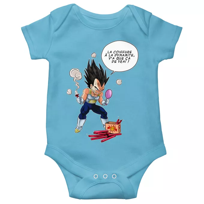 Body bébé manches courtes (garçons) Parodie Dragon Ball Z - DBZ Astuce pour se coiffer le matin ! - Végéta