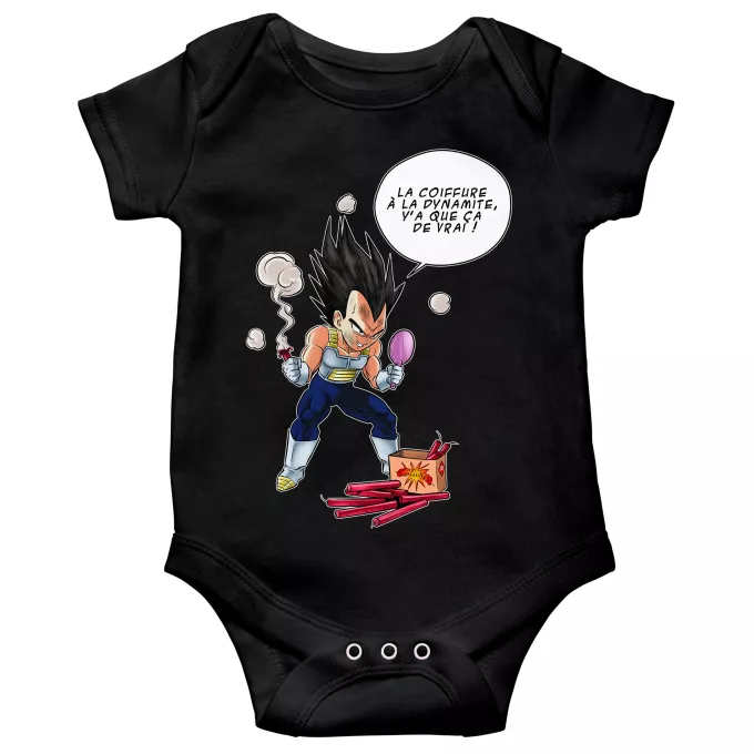 Body bébé manches courtes Parodie Dragon Ball Z - DBZ Astuce pour se coiffer le matin ! - Végéta