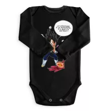 Body bébé manches longues Végéta « Astuce pour se coiffer le matin ! » – Parodie Dragon Ball Z