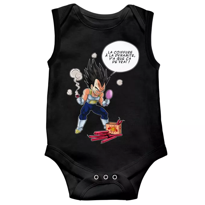 Body bébé sans manches Parodie Dragon Ball Z - DBZ Astuce pour se coiffer le matin ! - Végéta
