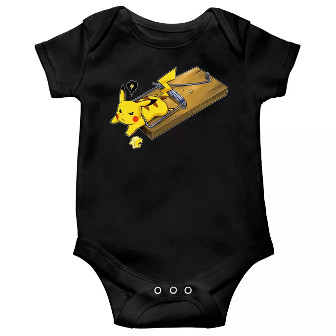 Traje de bebé de manga corta Parodia Pokémon Pikachu