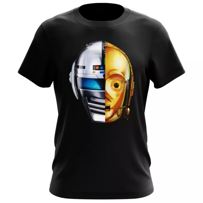 T-shirts för män Parodi Stjärnornas krig C-3PO och Space Sheriff Gavan