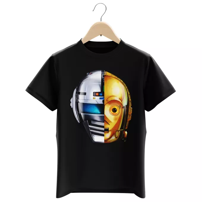 T-shirts för barn Parodi Stjärnornas krig C-3PO och Space Sheriff Gavan