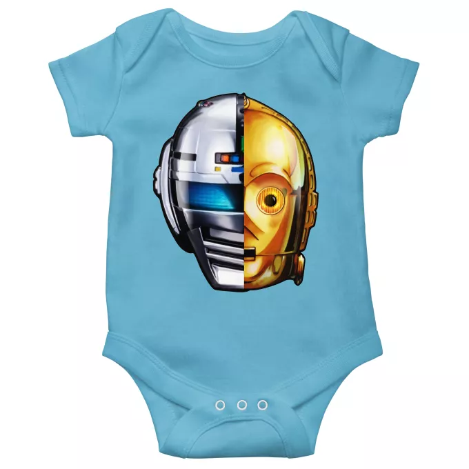 Body baby korta ärmar (pojkar) Parodi Stjärnornas krig C-3PO och Space Sheriff Gavan
