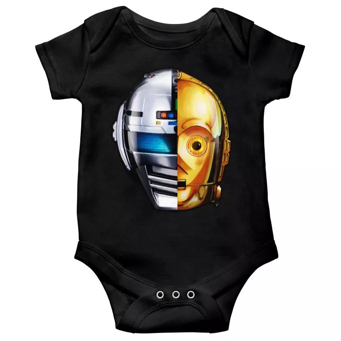 Body baby korta ärmar Parodi Stjärnornas krig C-3PO och Space Sheriff Gavan
