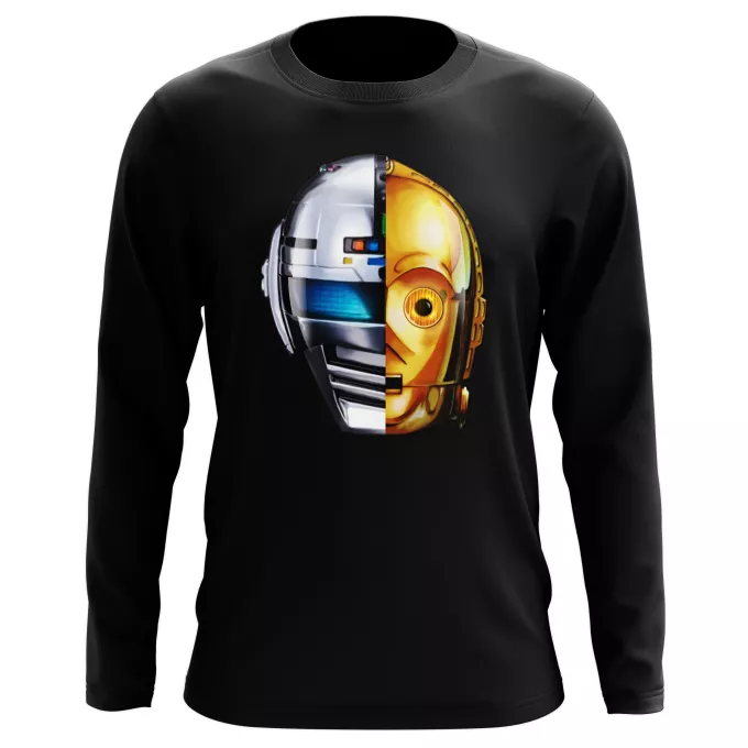 Långärmad T-Shirts Parodi Stjärnornas krig C-3PO och Space Sheriff Gavan