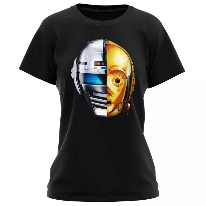 Kvinnor T-shirts Parodi Stjärnornas krig C-3PO och Space Sheriff Gavan