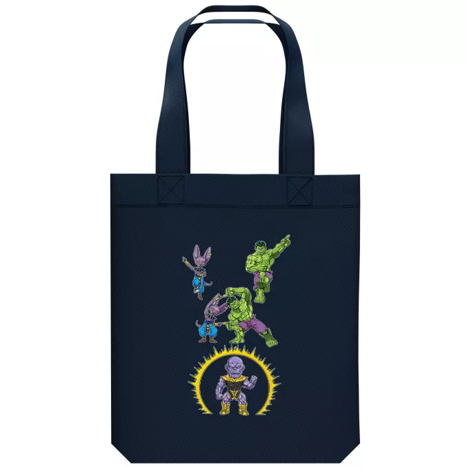 Borsa Tote Bag in cotone organico Paoridia L'incredibile Hulk L'incredibile Dio della Distruzione - Thanos, Beerus
